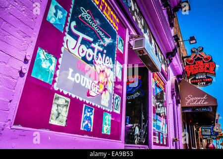 The world famous Tootsies Orchid Lounge is a landmark honky tonk in downtown on lower Broadway in Music City, USA, Nashville, TN, USA Stock Photo
