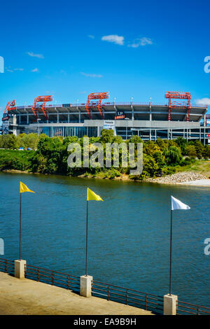 View across the Cumberland River of the LP Field, home of the NFL Football team, the Tennessee Titans in Nashville, Music City Stock Photo