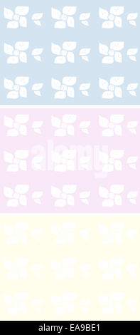 Triple baby flowers. Abstract hand drawn flower pattern in baby colors baby blue, baby pink, baby yellow. Stock Photo