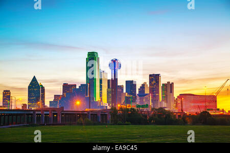 Overview of downtown Dallas in the morning Stock Photo