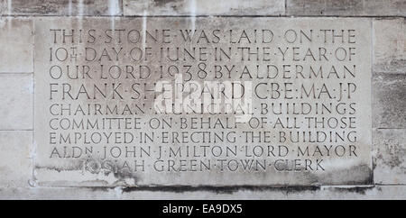 Foundation stone, City Hall, Bristol, England Stock Photo