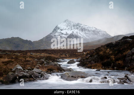 Crib Goch view from Cwmffinnon, Glyderau range, Snowdonia National Park, Wales Stock Photo