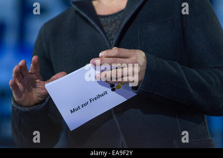 Berlin, Germany. 09th Nov, 2014. Evening event presented by actor Jan Josef Liefers at the Brandenburg Gate „The courage to be free“ to mark the 25th anniversary of the fall of the Berlin Wall on November 9th, 2014 in Berlin, Germany./picture: Credit:  Reynaldo Chaib Paganelli/Alamy Live News Stock Photo