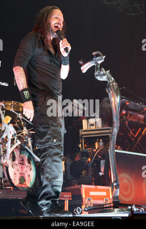 Madison, Wisconsin, USA. 8th Nov, 2014. Singer JONATHAN DAVIS of the band Korn performs live at the Alliant Energy Center in Madison, WIsconsin © Daniel DeSlover/ZUMA Wire/Alamy Live News Stock Photo