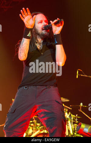 Madison, Wisconsin, USA. 8th Nov, 2014. Singer JONATHAN DAVIS of the band Korn performs live at the Alliant Energy Center in Madison, WIsconsin © Daniel DeSlover/ZUMA Wire/Alamy Live News Stock Photo