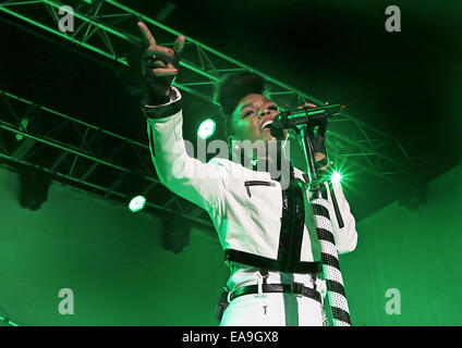 Janelle Monae performing live on stage at Manchester Academy  Featuring: Janelle Monae Where: Manchester, United Kingdom When: 07 May 2014 Stock Photo