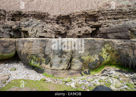 Filey Brigg geology, loose gravel and boulders on the South of the Brigg, North Yorkshire. Stock Photo