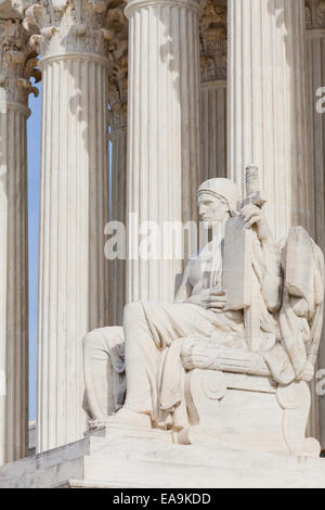 The Authority of the Law statue in front of the US Supreme Court building  - Washington, DC USA Stock Photo