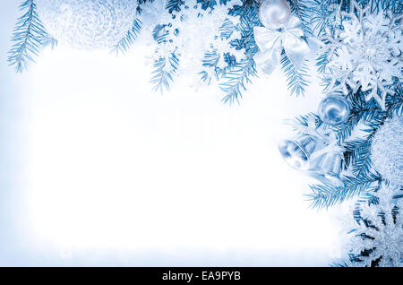 Christmas frame in cold tones for greeting card Stock Photo