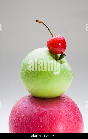 Apples and cherries Stock Photo