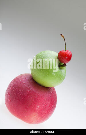 Apples and cherries Stock Photo