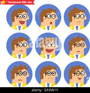 Employee facial emotions, isolated icons set vector illustration Stock ...