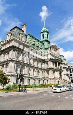 Montreal, Canada - August 19, 2008: Montreal City Hall (Hotel de Ville de Montreal) with its copper roof. Stock Photo