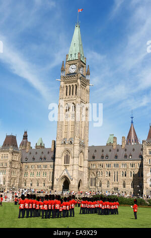 Ottawa, Canada - August 08, 2008: changing of the guard in front of the Parliament of Canada on Parliament Hill. Stock Photo