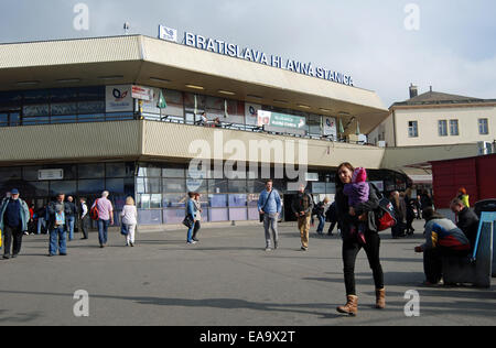 Exterior view of main train station in Bratislava, Slovakia. Stock Photo