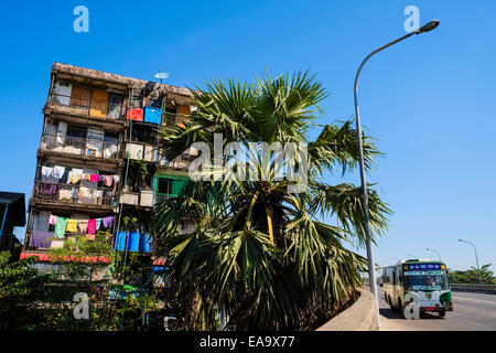 House at Maha Bandula Bridge, Yangon, Myanmar Stock Photo