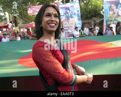 Dhaka, Bangladesh. 10th Nov, 2014. A transsexual takes part in a colorful rally in Dhaka, Bangladesh, Nov. 10, 2014. Credit:  Shariful Islam/Xinhua/Alamy Live News Stock Photo