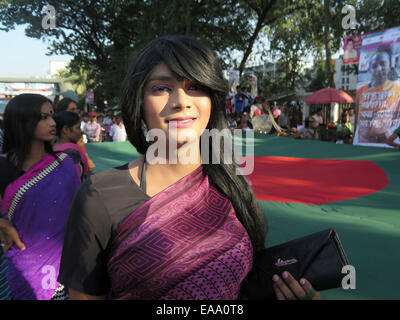 Dhaka, Bangladesh. 10th Nov, 2014. A transsexual takes part in a colorful rally in Dhaka, Bangladesh, Nov. 10, 2014. Credit:  Shariful Islam/Xinhua/Alamy Live News Stock Photo