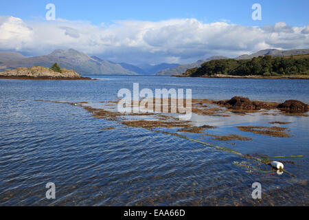 View towards Knoydart from Isle of Skye, Sound of Sleat, near Armadale to the hills of Knoydart on the mainland Stock Photo