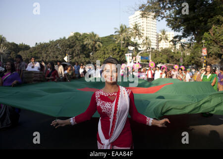 Dhaka, Bangladesh. 10th Nov, 2014. The Hijra (transgender) community in Dhaka has demanded to be properly recognized as the 'third gender'' as per the legal framework. They came up with the demand observing day long program styled as 'Hijra Pride 2014' on Monday, November 10, 2014. The Hijra leaders also urged the government to ensure safety and basic rights for the community. Credit:  ZUMA Press, Inc./Alamy Live News Stock Photo