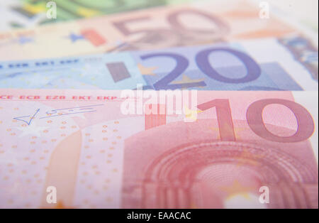Various euro notes detail shot Stock Photo