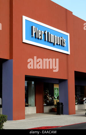 Pier 1 imports Exterior storefront sign and logo in Tustin California USA Stock Photo