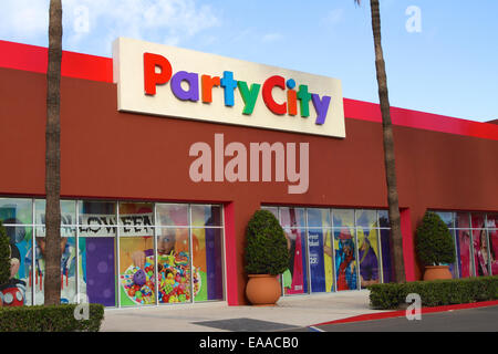 The exterior of a Party City storefront in Tustin California Stock Photo