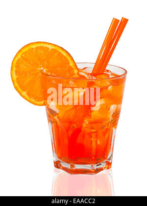 orange cocktail with straw Stock Photo