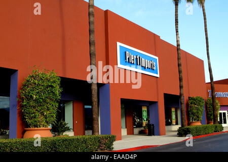 Pier 1 imports Exterior storefront sign and logo in Tustin California USA Stock Photo