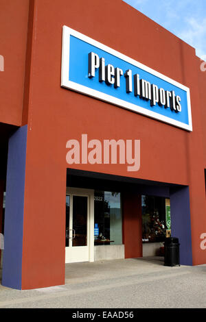 Pier 1 imports Exterior storefront sign and logo in Tustin California USA Stock Photo