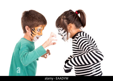 https://l450v.alamy.com/450v/eaadyw/childrens-couple-with-animals-face-paint-isolated-in-white-eaadyw.jpg