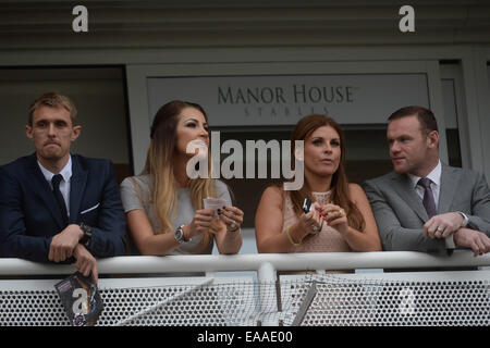 Boodles Ladies Day during the May Festival at Chester Racecourse  Featuring: Wayne Rooney,Coleen Rooney,Darren Fletcher,Hayley Grice Where: Liverpool, United Kingdom When: 08 May 2014 Stock Photo