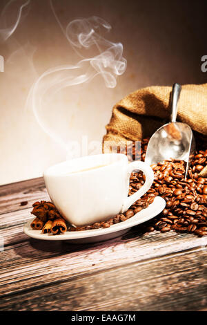 Coffee still life with wooden cup Stock Photo