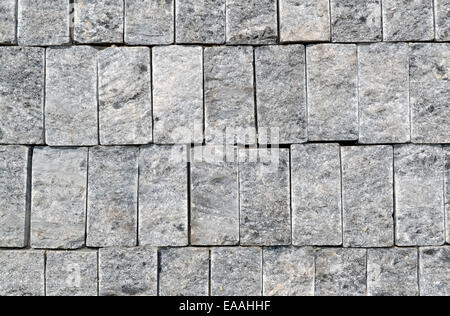Closeup of an old and rustic stone wall suitable for background Stock Photo