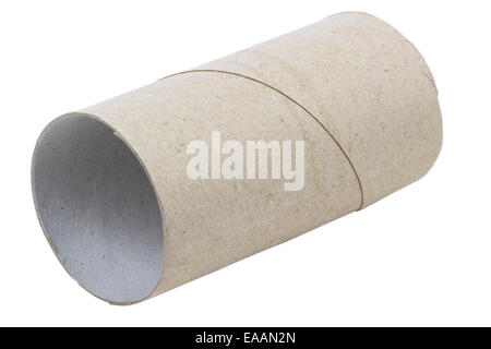 Empty toilet roll isolated on white background with clipping path Stock Photo