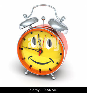 Alarm clock with smiley face Stock Photo