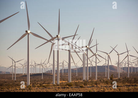 Part of the Tehachapi Pass wind farm, the first large scale wind farm area developed in the US, California, USA. Stock Photo