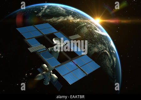 Space Station is orbiting around the Earth Stock Photo
