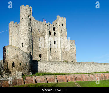 Rochester Castle.  The 12th Century keep is one of the best preserved in England or France. Stock Photo