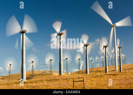 Part of the Tehachapi Pass wind farm, the first large scale wind farm area developed in the US, California, USA. Stock Photo