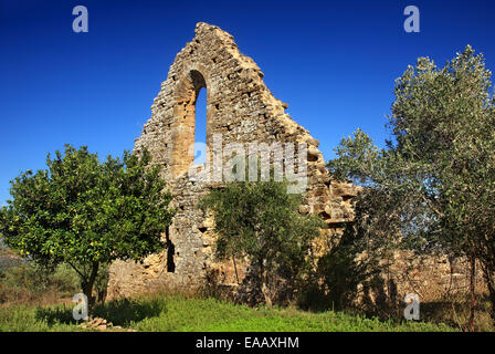 The Frankish monastery of Isova, at Trypiti village (Andritsaina-Krestena Municipality), Ileia, Peloponnese, Greece. Stock Photo