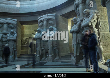 Guards of the Dead by sculptor Franz Metzner in the crypt of the Monument to the Battle of the Nations in Leipzig, Germany. Stock Photo