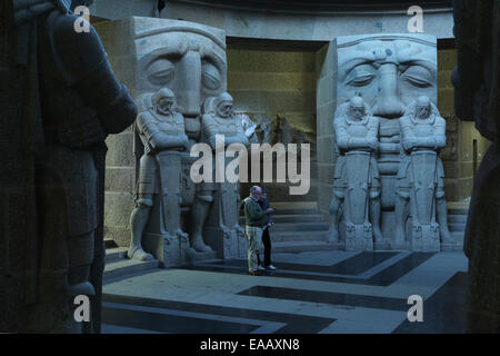 Guards of the Dead by sculptor Franz Metzner in the crypt of the Monument to the Battle of the Nations in Leipzig, Germany. Stock Photo