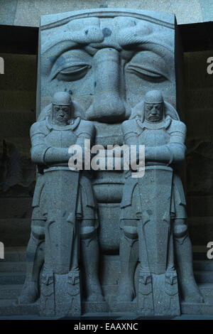 Guards of the Dead by sculptor Franz Metzner in the crypt of the Monument to the Battle of the Nations in Leipzig, Germany. Stock Photo