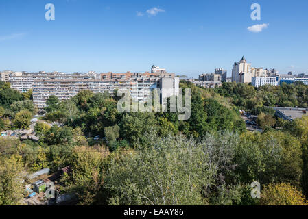 View from unfinished building of the Andrii Romodanov Institute of Neurosurgery in Lukyanivka neighborhood, Kiev, Ukraine Stock Photo