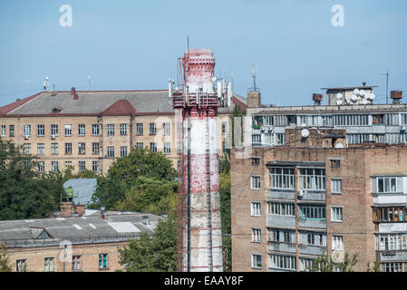 View from unfinished building of the Andrii Romodanov Institute of Neurosurgery in Lukyanivka neighborhood, Kiev, Ukraine Stock Photo