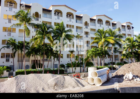 Miami Beach Florida,road repair,capital improvements,construction site,condominium residential apartment apartments building buildings housing,FL14082 Stock Photo