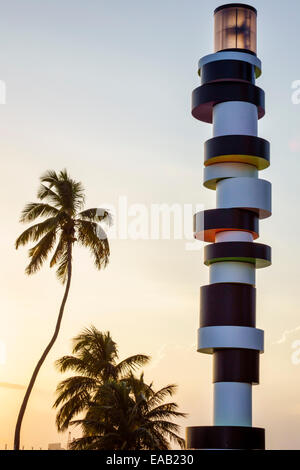 Miami Beach Florida,South Pointe Park,Point,palm trees,Art in Public Places sculpture Tobias Rehberger Obstinate Lighthouse,FL140823048 Stock Photo