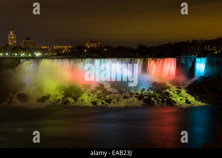 Closeup to the American Falls at night Stock Photo