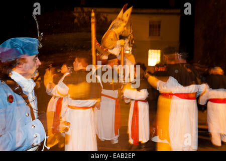 An Effigy Of The Pope Is Paraded Through The Streets Of Lewes During The Annual Guy Fawkes Night Celebrations, Lewes, Sussex, UK Stock Photo